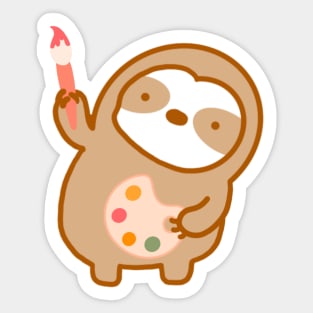 Cute Artist Sloth Sticker